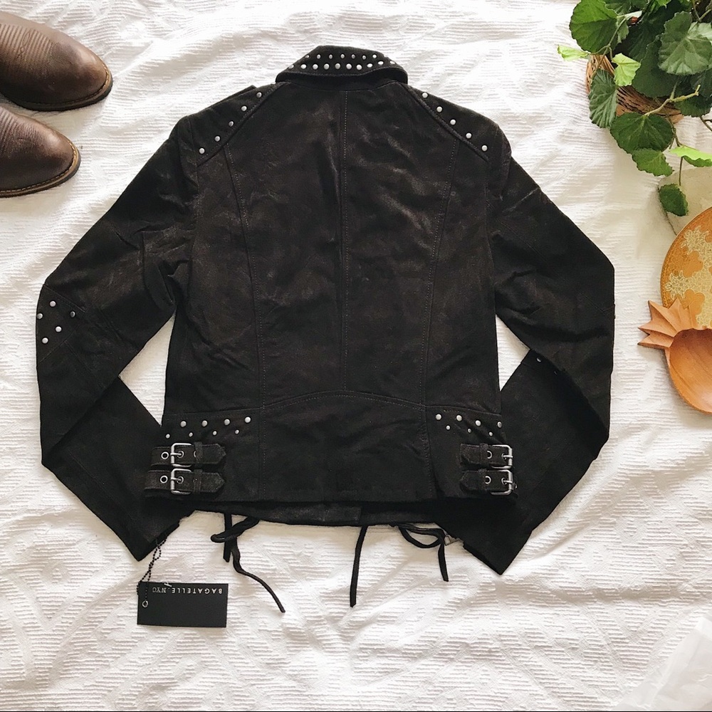 Bagatelle • Black Western Suede Moto Biker Jacket - Picture 6 of 8